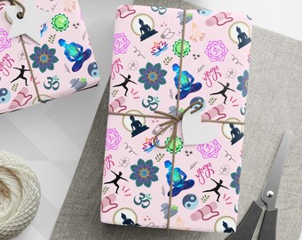 Yoga Wrapping Paper, Yoga Gifts, Zen Gift Wrap, Fitness Fan Gifts, Namaste Wrapping Paper, Spiritual Gift Wrap, Yoga Teacher Gift