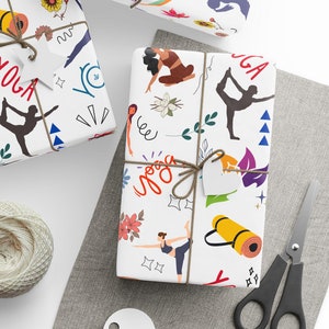 Yoga Wrapping Paper, Yoga Poses Gift Wraps, Gift for Yogi, Instructor Appreciation, Women Fitness, Wellness Gift, Sporty Wrapping Papers