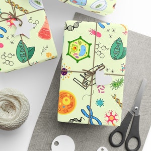 Biology Teacher Gift Wrap, Teacher Appreciation, Science Wrapping Paper, STEM Careers, Back to School, Lab Technician, Microbiologist Gift