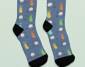 Golf Player Socks, Casual Socks Men Women, Gift for Golfer, Lucky Golf Socks, Fun Gift for Athlete, Father's Day Gifts, Novelty Crew Socks