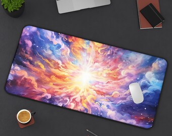 Vibrant Galaxy Desk Mat, Nebula Mouse Pad, Trippy Office Decor, Extra Large Desk Mat, Colorful Gaming Pad, Aesthetic Workspace, New Job Gift