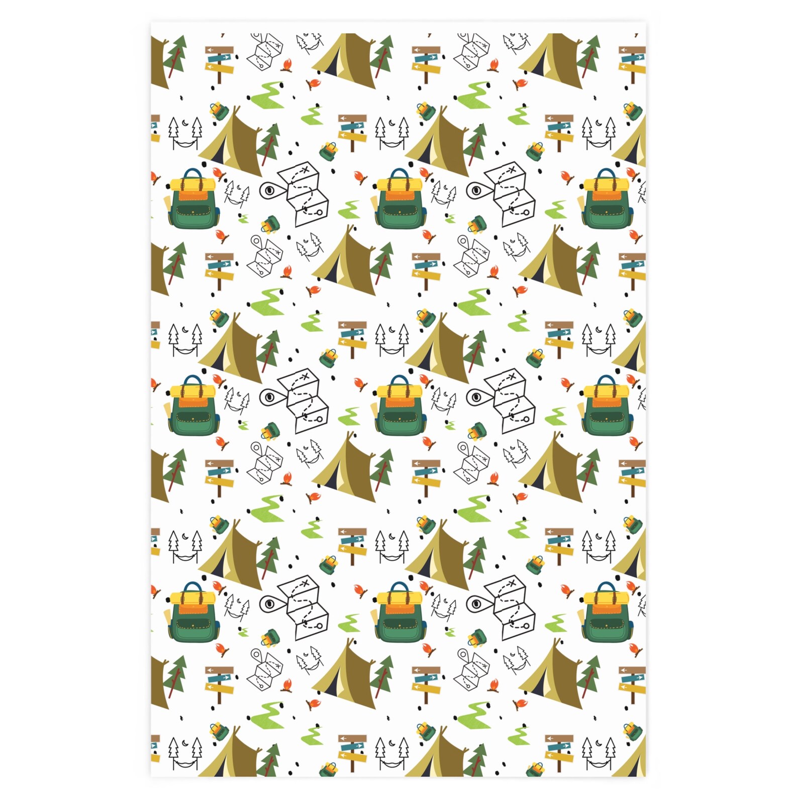 Camping Wrapping Paper Camp Gift Wrap Outdoor Birthday Etsy