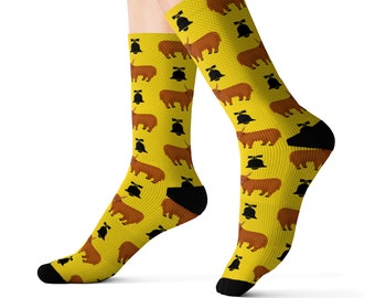 Highland Kuh Socken, Kuh Liebhaber Socken, Unisex Kuh Socken, Kuh Druck Accessoire, Bauernhof Besitzer Geschenk, Schottische Highlands Socken