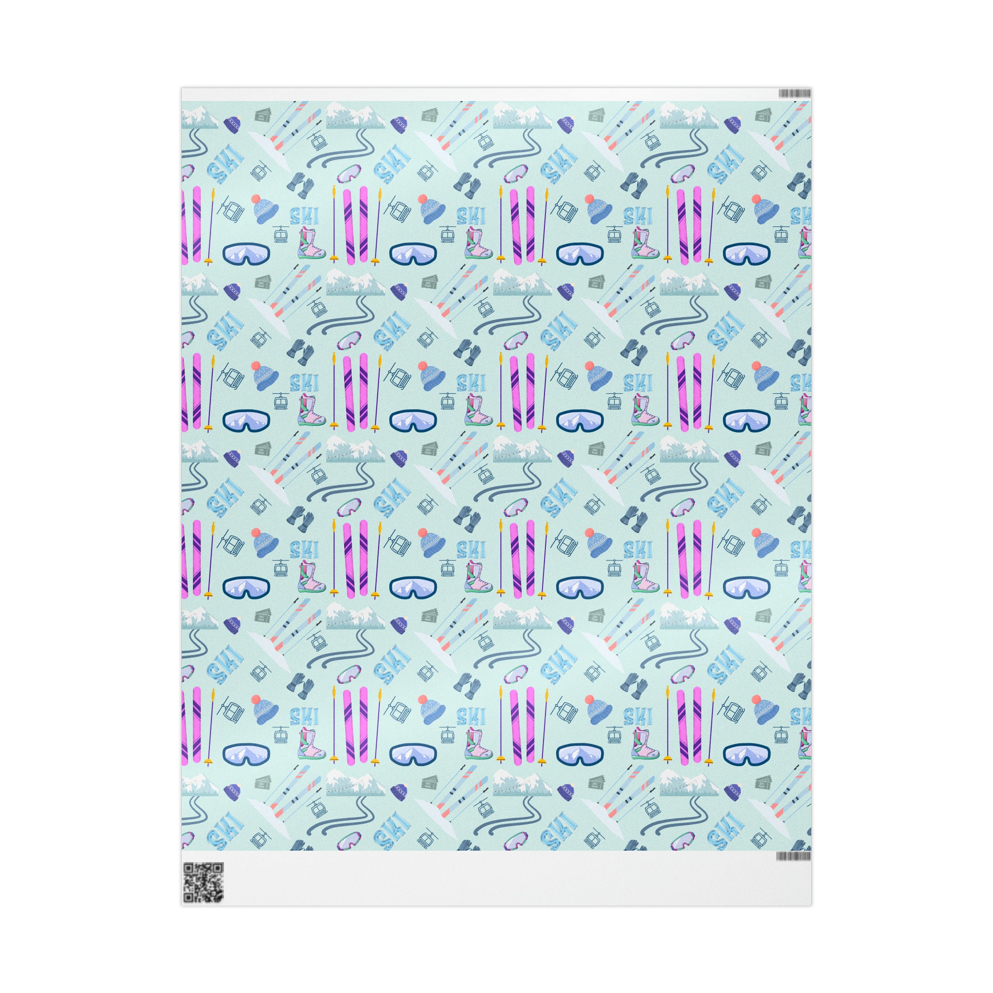 Skiing Wrapping Paper, Winter Sports Gift Wrap, Gift for Skier