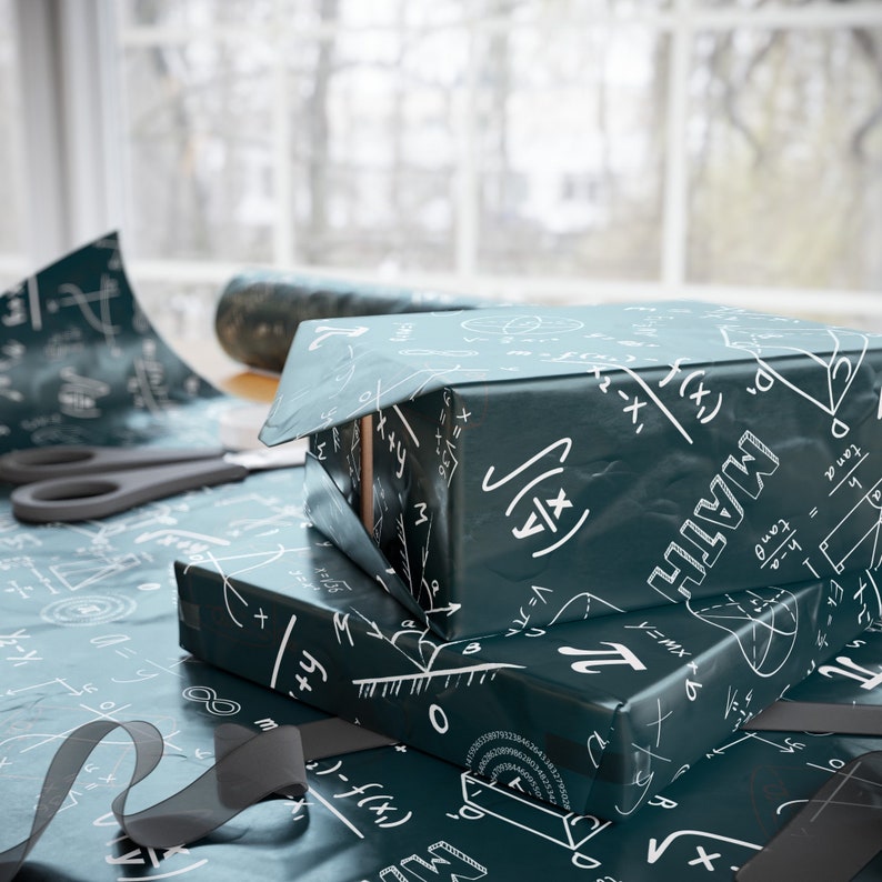 Math Teacher Gift Wrap, Back to School Gift, Algebra Wrapping Paper, Math Themed Gift Wrap, STEM Gifts, Student Gift Wrap, Nerdy Gifts image 3
