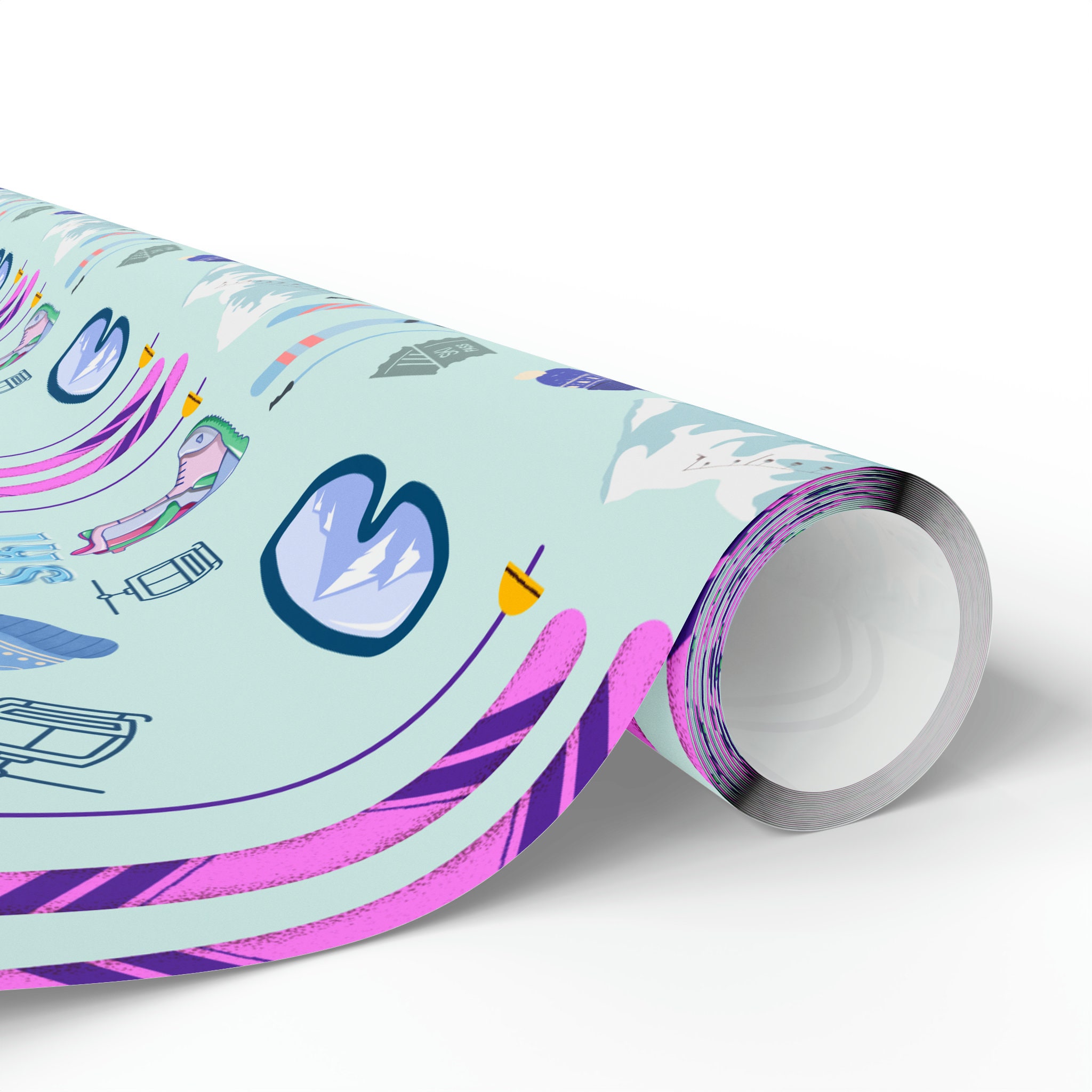 Skiing Wrapping Paper, Winter Sports Gift Wrap, Gift for Skier