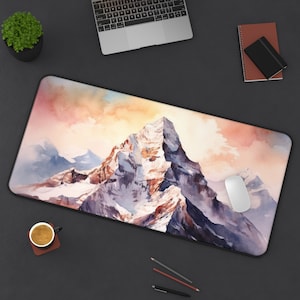 Abstract Mountain Desk Mat, Mountain Landscape Office Decor, New Job Gift for Nature Lover, Extra Large Mouse Pad, Modern Keyboard Mat
