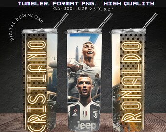 Cristiano Ronaldo, Ronaldo Coupe du Monde de la FIFA, Qatar 2022, Gobelet skinny design wrap 20 oz Gobelet droit numérique design par sublimation Png