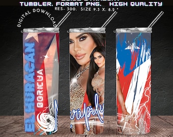 Maripily, maripily el huracán boricua, la casa de los famosos, puerto rico, diseño Tumbler Wrap 20oz. Descarga digital PNG