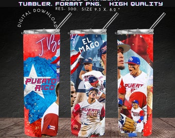 Javier Baez,Puerto Rico National Team, World Baseball Classic 2023,  Wrap for tumbler Design , 20oz, Straight Digital Download, png