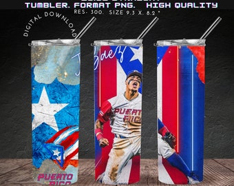 Javier Baez,Puerto Rico National Team, World Baseball Classic 2023,  Wrap for tumbler Design , 20oz, Straight Digital Download, png
