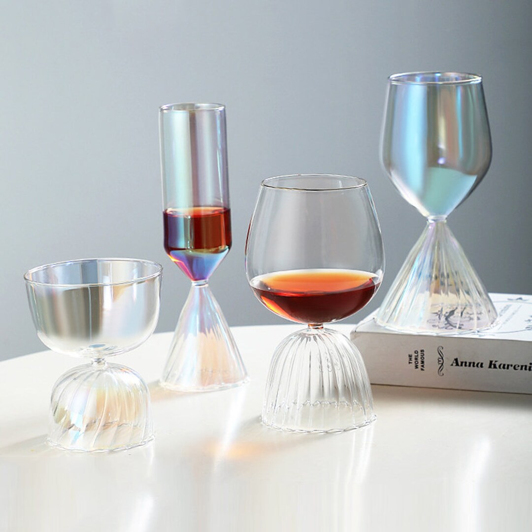 Dazzle Color Wine Glasses Vintage Wine Glasses Irregular Etsy