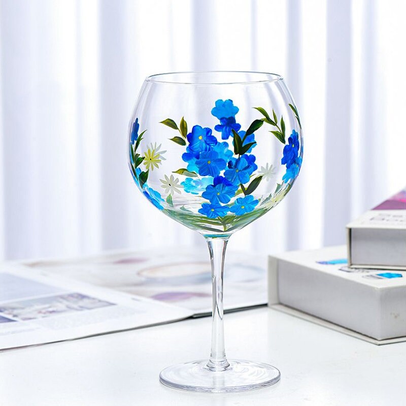Hand Painted Floral Wine Glasses Unique Wine Glasses Personalized Wine