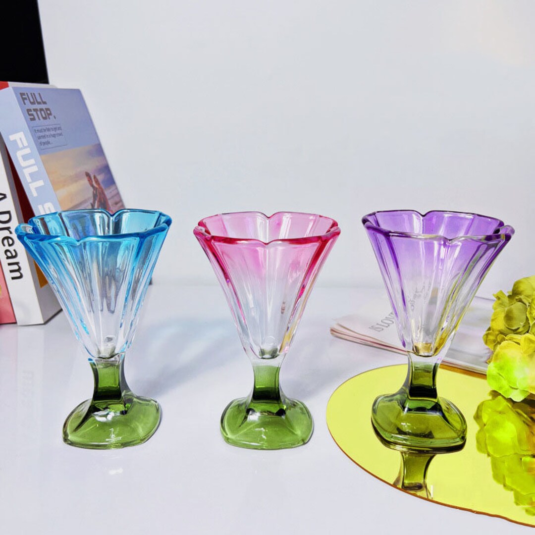 Colorful Tulip Wine Glassesvintage Wine Glassesflower Wine Etsy