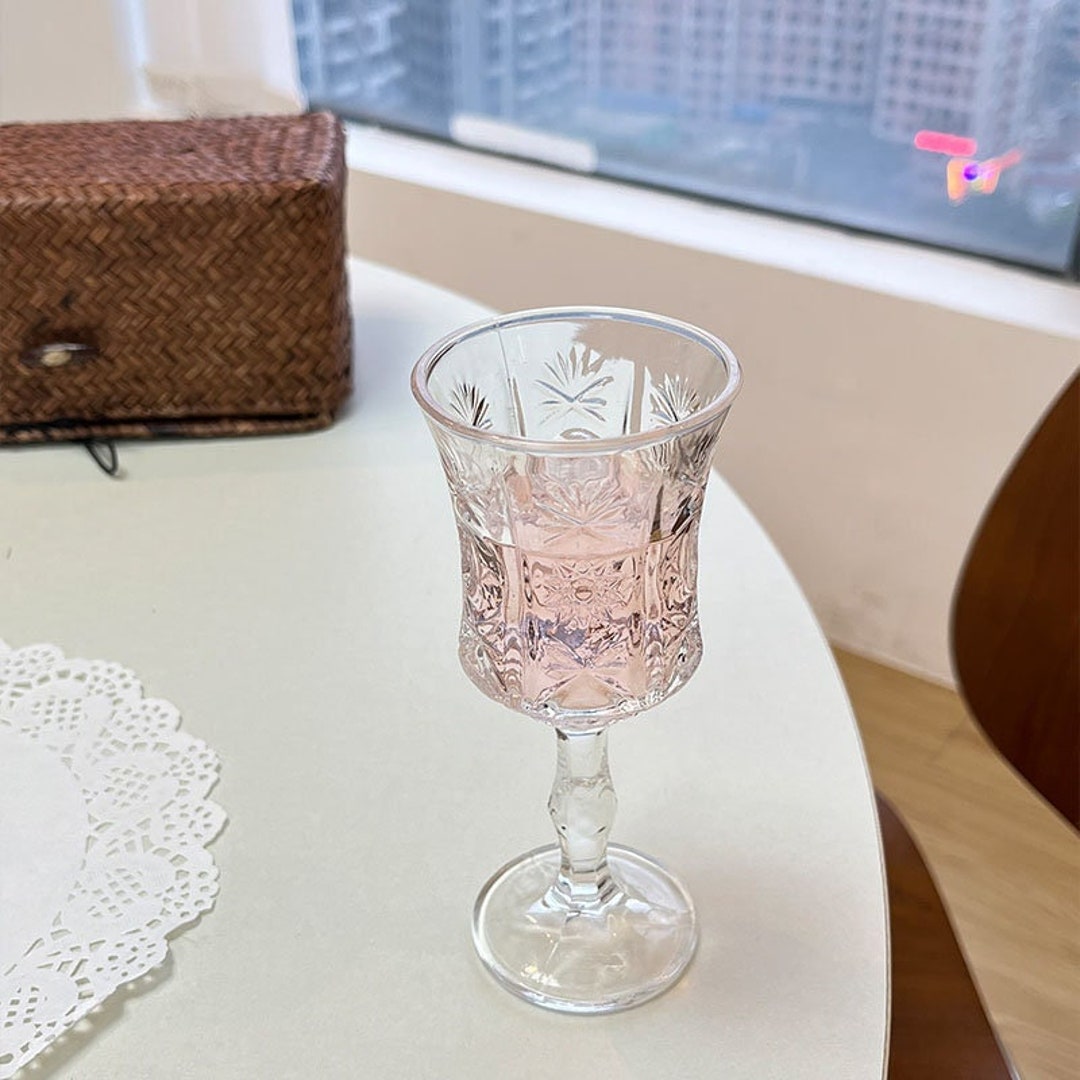 Embossed Wine Glass Retro Wine Glass Simple Wine Glass Etsy