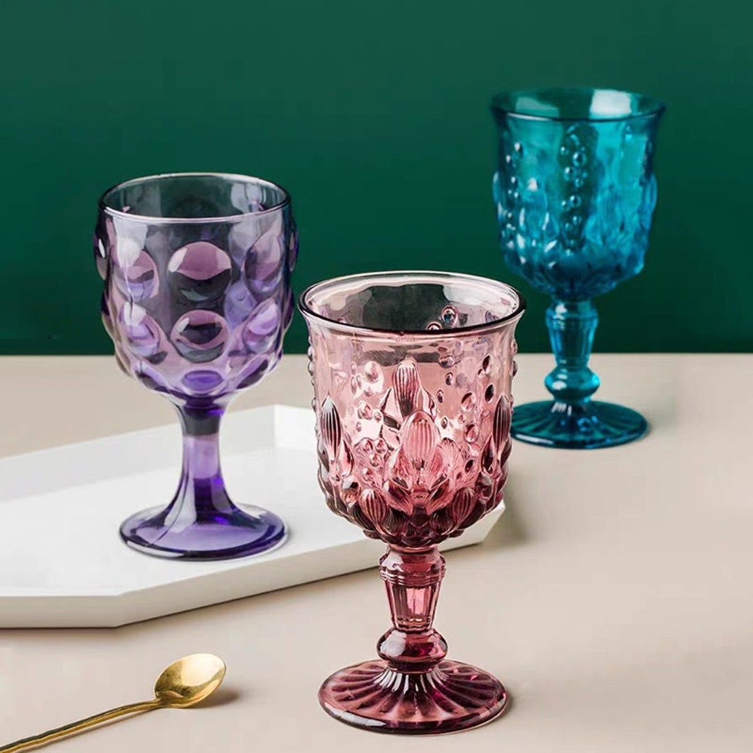 Creative Retro Wine Glasses, Handmade Embossed Wine Glasses, Personalized Wine Glasses, Birthday