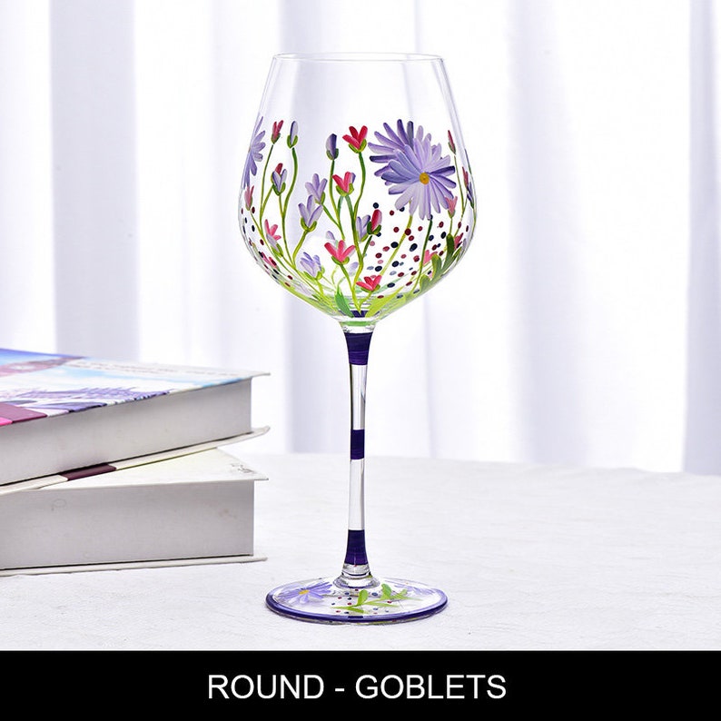 Handpainted Daisy Wine Glassespainted Gobletsflower Wine Etsy