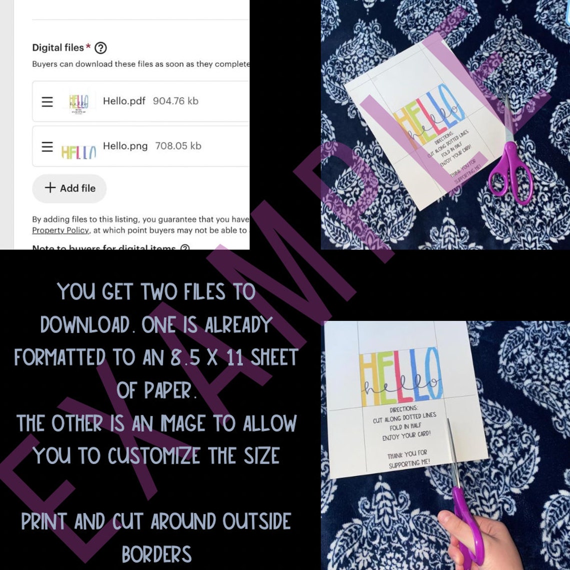 Hello Printable Card - Etsy