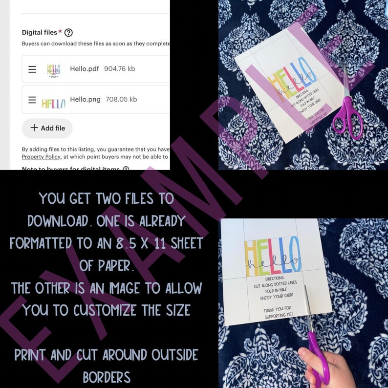 Hello Printable Card - Etsy