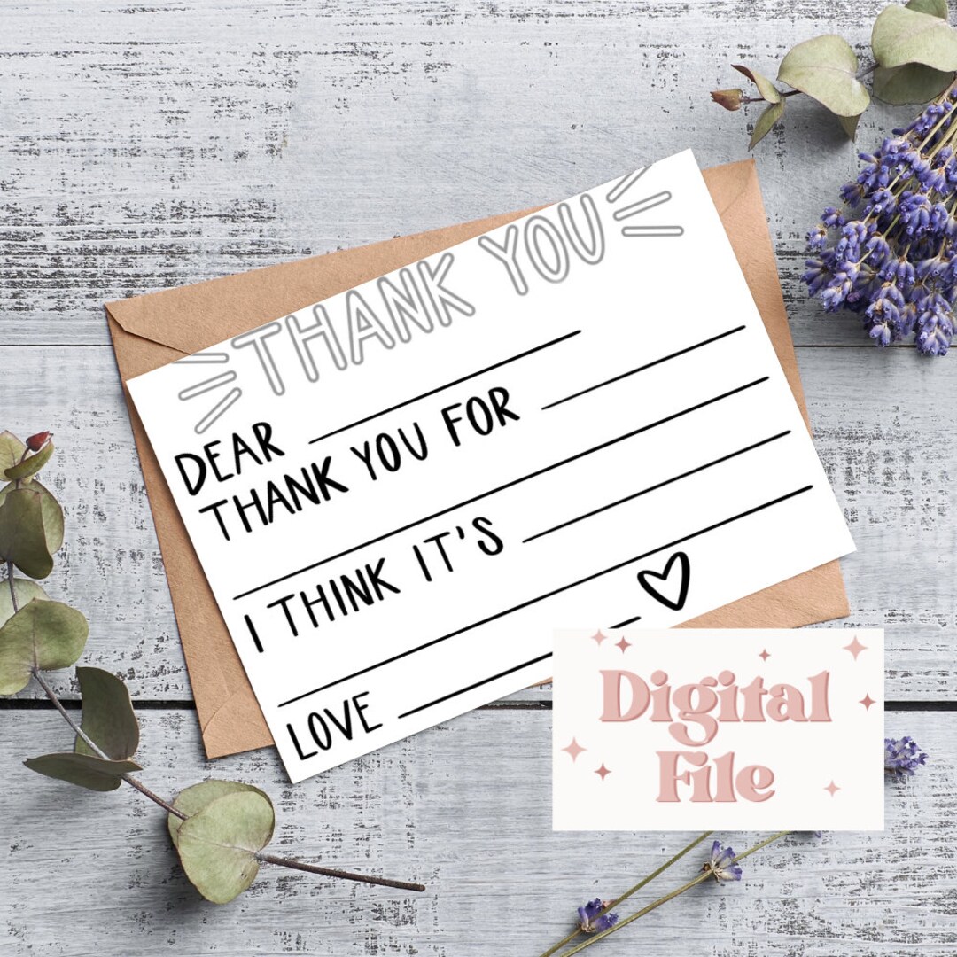 Kids Thank You Printable Card - Etsy
