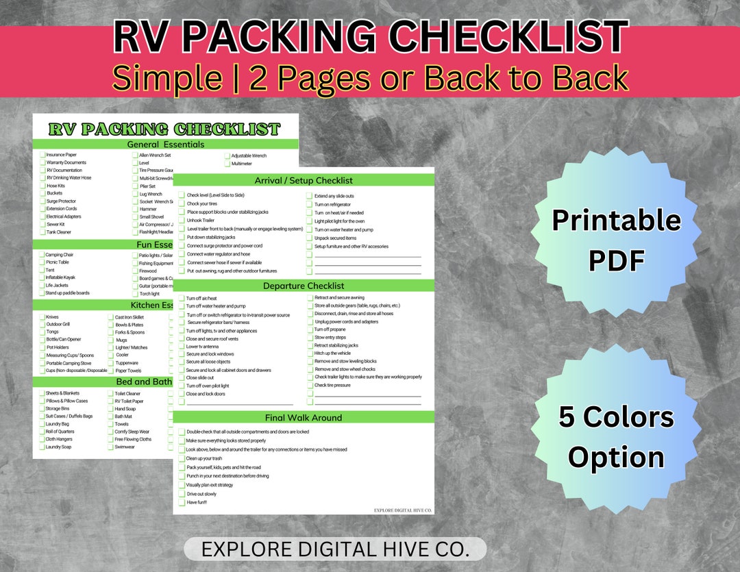 Simple & Minimal RV Packing Checklist Easy to Follow Never