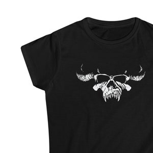 Schädel mit Hörnern, Danzig, Klassisch, Konzertkleidung, Goth Wear, Misfit Wear, Erwachsenen Schädel Shirt, Damen Softstyle T-Shirt
