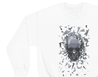 Skull Shatter, Goth Design, Skeleton Art, Unisex Heavy Blend Crewneck Sweatshirt