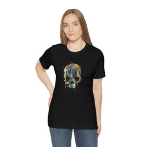 Rainbows Skulls Shirt, Spooky Tee, Skulls Shirt,Goth Shirt, Skeleton T-Shirt,Trendy Shirt, Melting Skull T-Shirt Short Sleeve Tee image 4