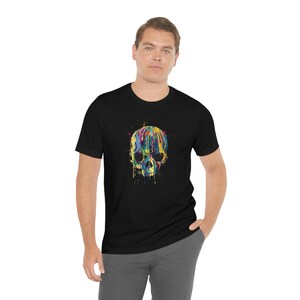 Rainbows Skulls Shirt, Spooky Tee, Skulls Shirt,Goth Shirt, Skeleton T-Shirt,Trendy Shirt, Melting Skull T-Shirt Short Sleeve Tee image 5