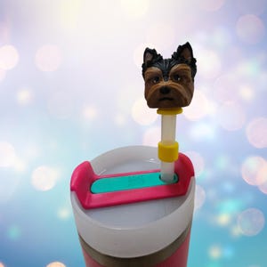 Adorno para pajita de perro Yorkie * Adorno para pajita de 10 mm * Impreso en 3D * Regalo *