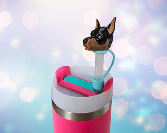 Doberman Dog * Dog Straw Topper * 10mm Straw Topper * 3D Printed * Gift *