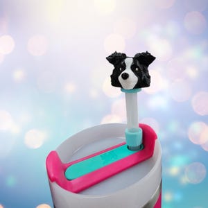 Perro Border Collie * Adorno de pajita para perro * Adorno de pajita de 10 mm * Impreso en 3D * Regalo *