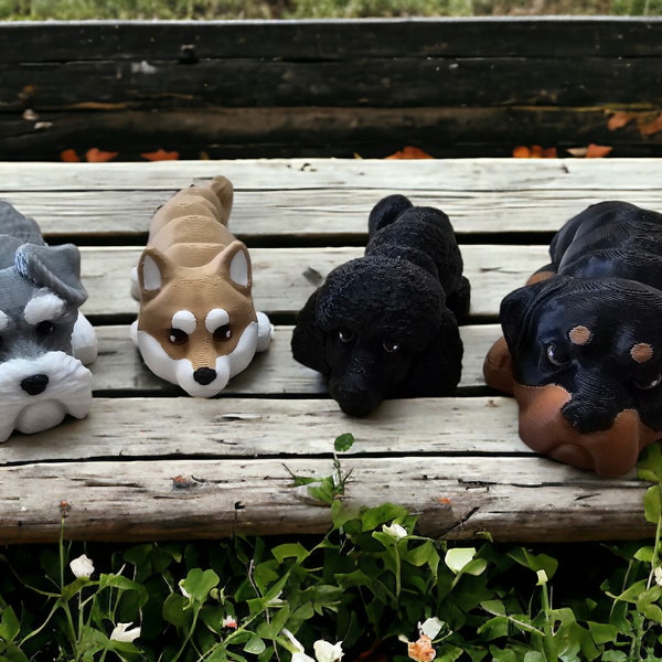 Flexi Dogs * 3D Printed Flexi Dogs * 5 Inches Long * Schnauzer * Shiba Inu * Black Poodle * Rottweiler