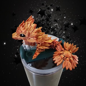 Sunflower Dragon Straw Topper * Stanley or BruMate 30 oz or 40oz Straw Topper * Fits 10mm or 12mm Straws *