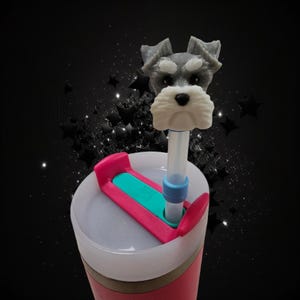 Schnauzer Dog * Dog Straw Topper * 10mm Straw Topper * 3D Printed * Gift *