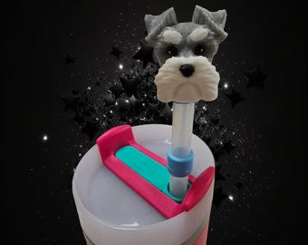 Schnauzer Dog * Dog Straw Topper * 10mm Straw Topper * 3D Printed * Gift *
