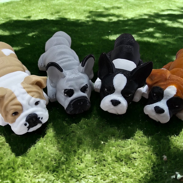 Flexi Dogs * 3D Printed Flexi Dogs * 5 Inches Long * French Bulldog * Boxer * Bulldog * Boston Terrier