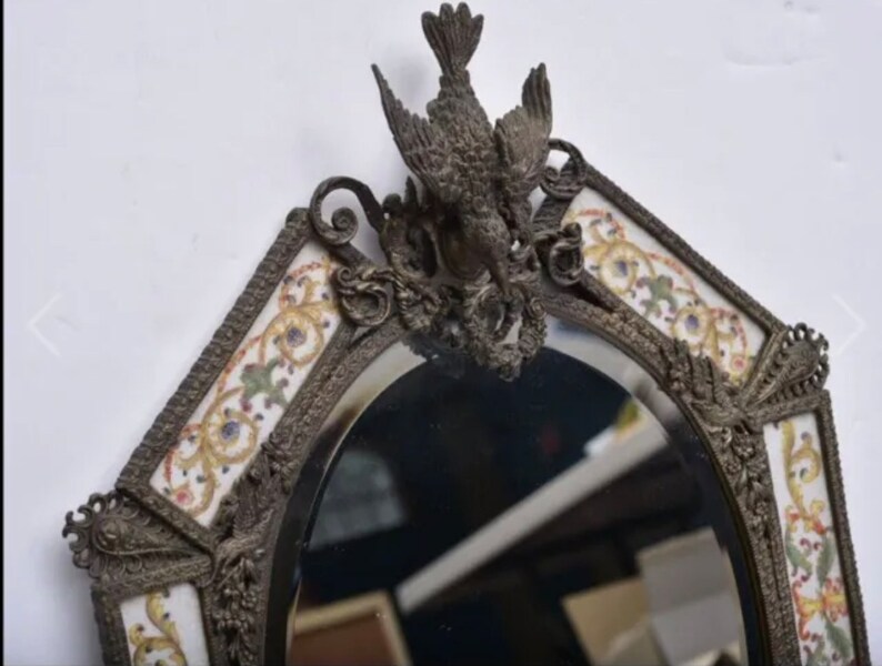 Pair Rococo Art Nouveau Bronze Porcelain Candelabra Mirror Etsy