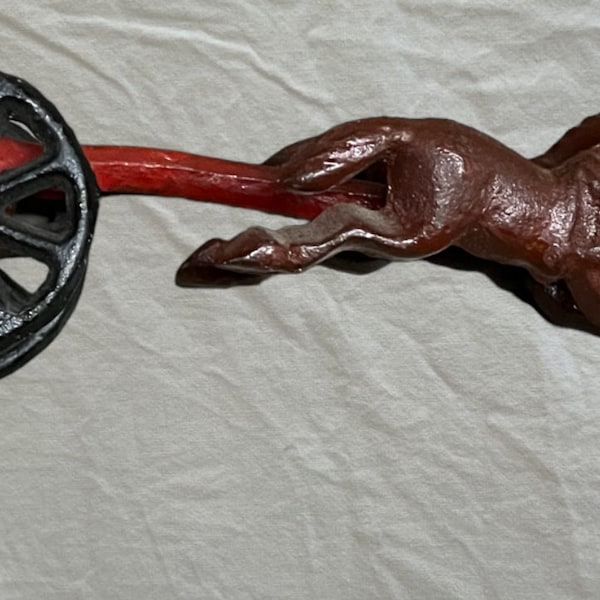 Vintage Cast Iron Toy "Two Horses & Two Wheels". No Wagon