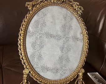 Massive 17” Antique French Empire Revival Gilt Bronze Frame – Dove & Laurel Oval Rare oversized Ormolu Portrait Frame c.1900