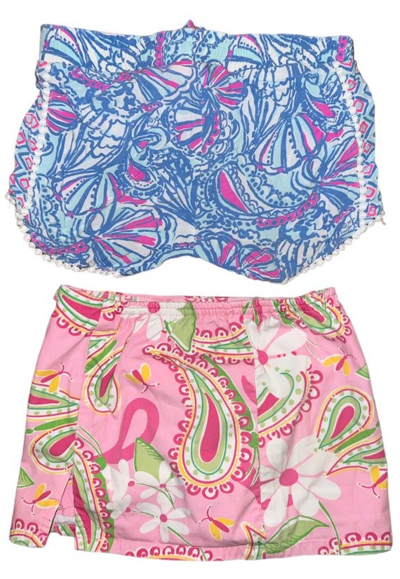 Lot Of 2 Lilly Pulitzer Girls Shorts and Skirt. Si