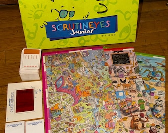 Vintage ScrutinEyes Junior Board Game Mattel Hersch 1990s Search and Find Kids Game