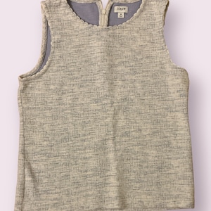 J Crew  Scalloped Hem Textured Tweed Knit Blouse Tank Top Size Medium