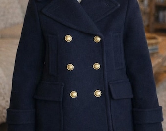 J.Crew Jungen Stadion Tuch Peacoat Size 8T Schwarz Wollmischung Nello Gori