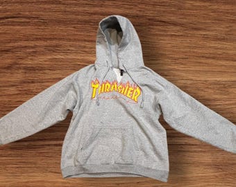 Rare !! Vintage 90s Thrasher Magazine OG Flame Hoodie