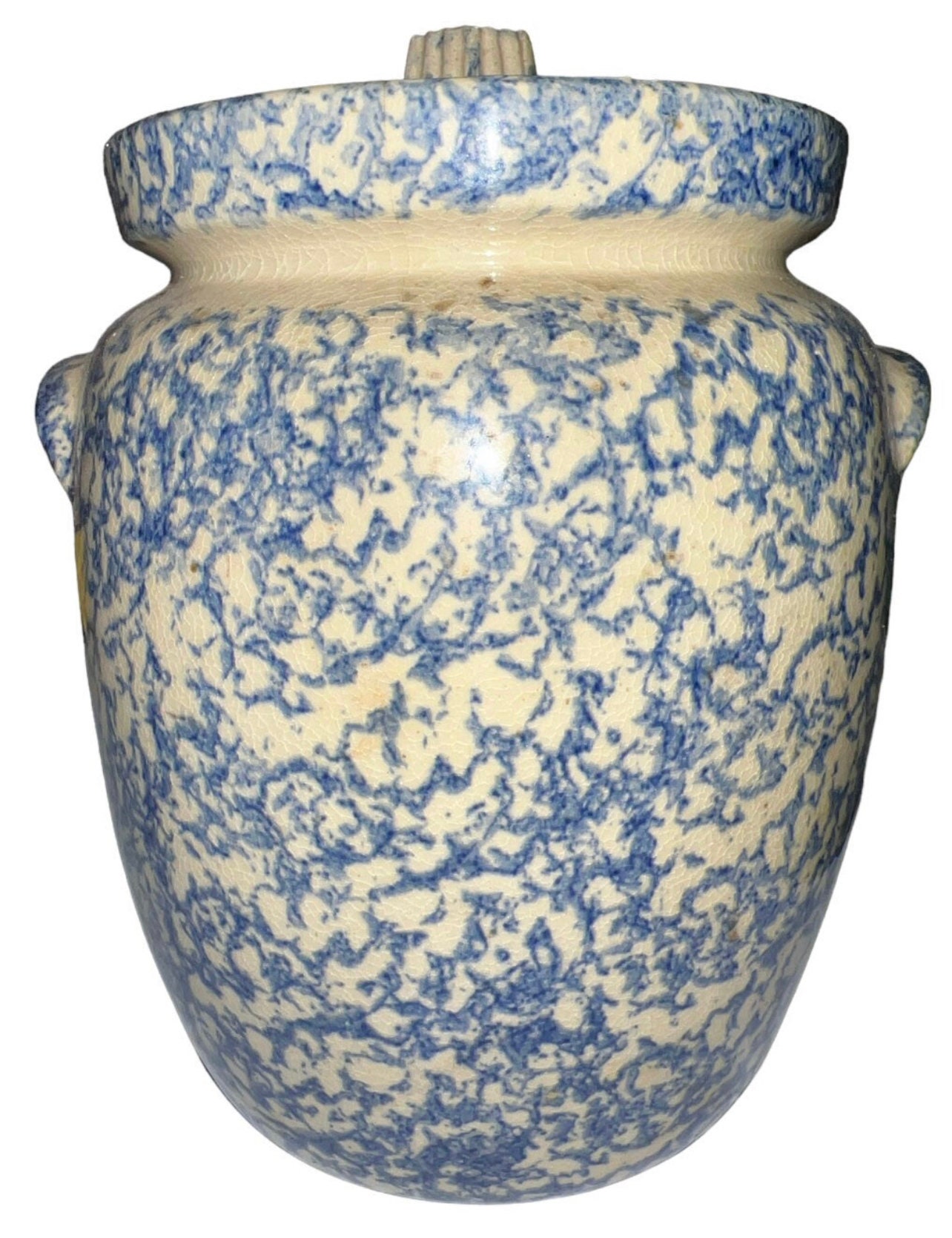 Vintage RRP Blue Spongeware Cookie Jar Robinson Ransbottom Pottery