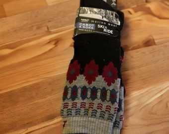 New Cabot and Sons Socks 9 - 12 SKI and RIDE Merino Wool blend Over Calf USA