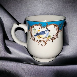 HTF Gracie Bone China BIRD Taza con patas con adornos dorados estilo vintage 4.25"