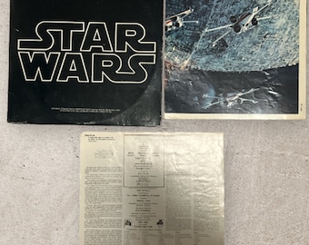 1977 Vintage Star Wars Original Movie Motion Picture Soundtrack LP Records with Poster