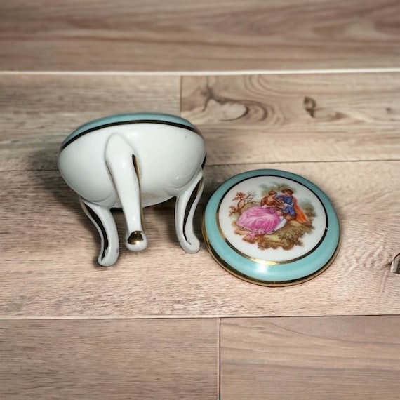 LIMOGES France Miniature Porcelain Footed Lidded … - image 3
